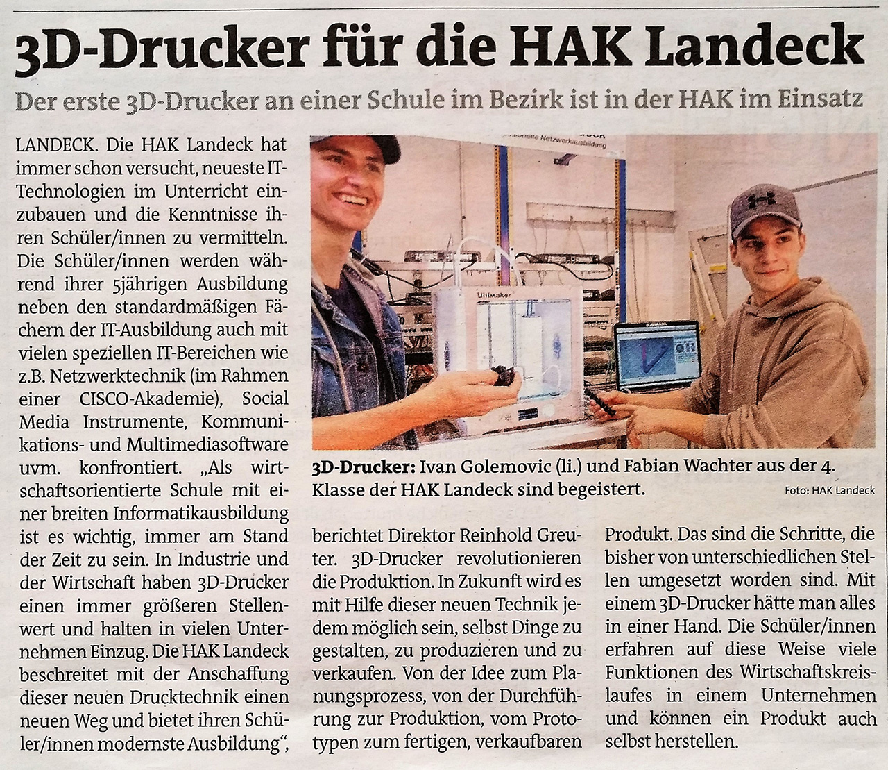 HAK 3D Drucker presse bb